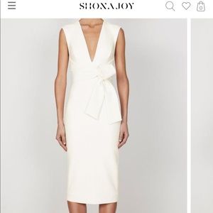 SHONA JOY LUCY PLUNGED MIDI DRESS - IVORY bridal